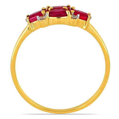 14K  GOLD NATURAL GLASS FILLED RUBY MULTI GEMSTONE RING